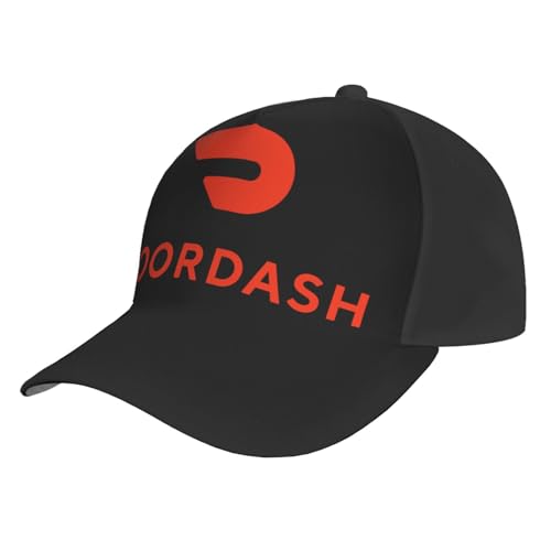 Doordash Hat Curved Brim Baseball Cap Adjustable Snapback Cap for Men and Women - Black