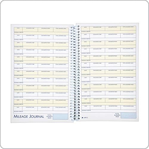 Adams ABFAFR12 Vehicle Mileage Journal for Drivers, Fits Glove Box, Spiral Bound, 588 Entries, 6 Receipt Pockets, White