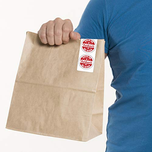 Tamper Evident Sealed Freshness Labels for Food Delivery Adhesive Stickers (500 Count, 1.875" X 6" Strips)
| Food Deliv