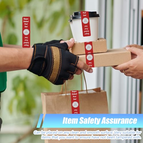 Red Tamper Evident Stickers for Food Delivery 1000 Pcs 1.5 x 6 Inches Safe Labels Sealed for Freshness Pizza Boxes  
Red